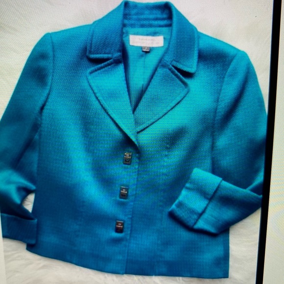 Tahari Arthur S Levine Teal Blazer - Picture 9 of 10